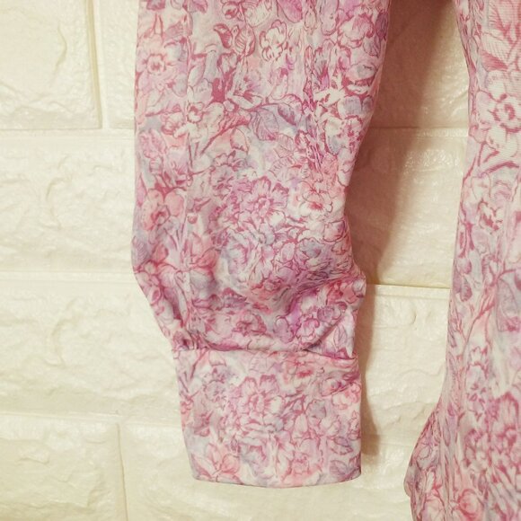 Vintage 60s Handmade Floral Blouse Top S-6 Mockneck LSL Metal Back-Zip Polyester - Picture 6 of 11